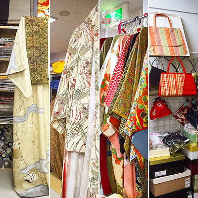 A recycled kimono in the Tachikawa and a shop of the belt of the belt
